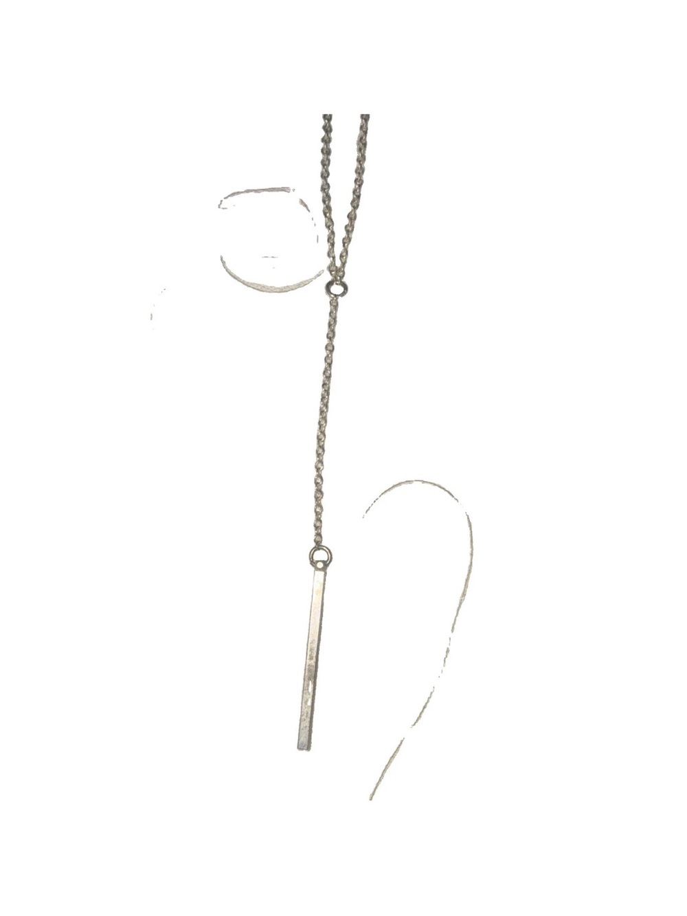 Sleek Silver Bar Lariat Necklace - Women Jewelry